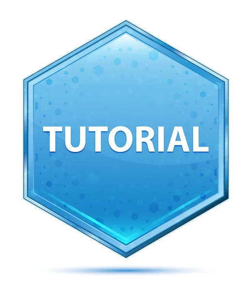 Tutorial botón hexágono azul cristal — Foto de Stock