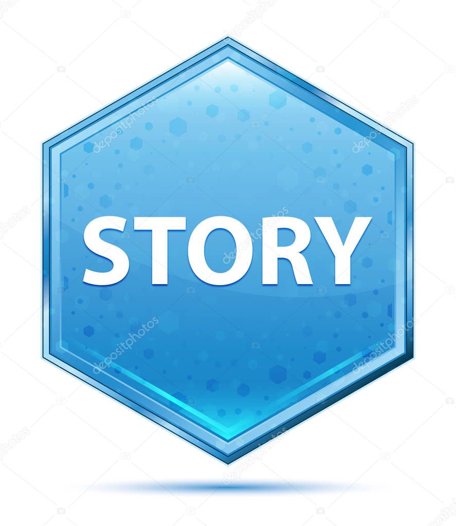 Story crystal blue hexagon button