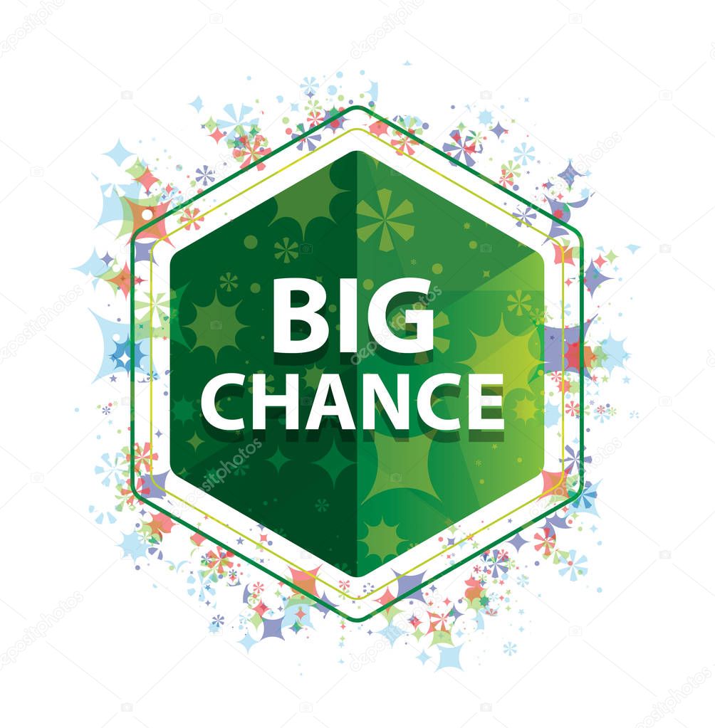 Big Chance floral plants pattern green hexagon button