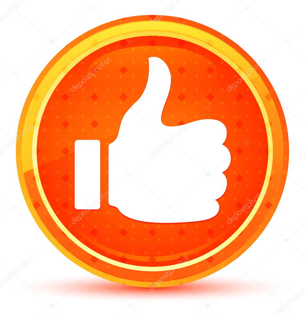 Thumbs up like icon natural orange round button