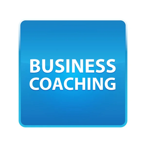 Business Coaching pulsante quadrato blu lucido — Foto Stock