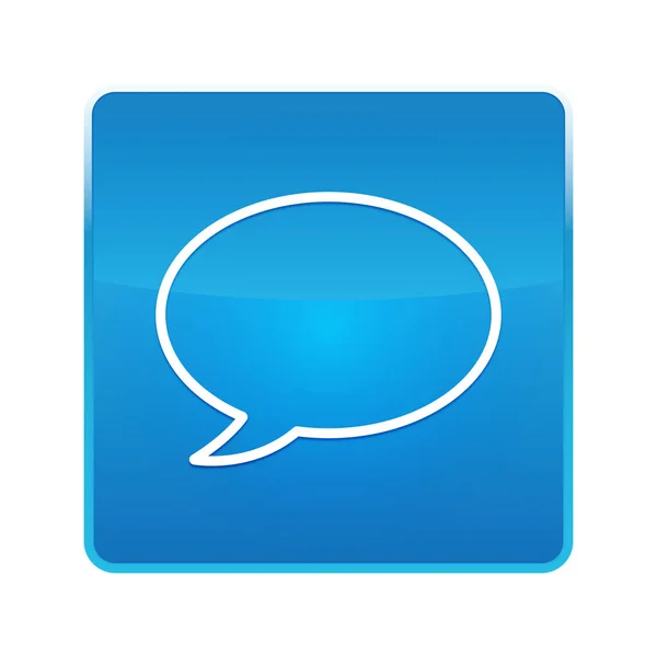 Chat bubble icon shiny blue square button — Stock Photo, Image