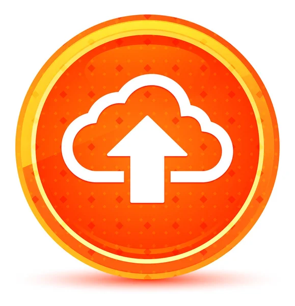 Nube subir icono naranja natural botón redondo — Foto de Stock