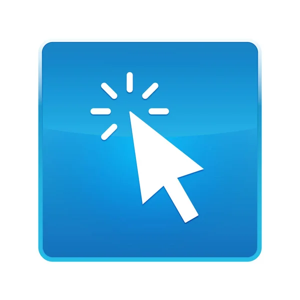 Cursor click icon shiny blue square button