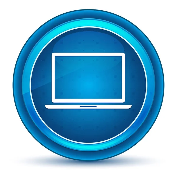 Laptop ícone globo ocular azul botão redondo — Fotografia de Stock