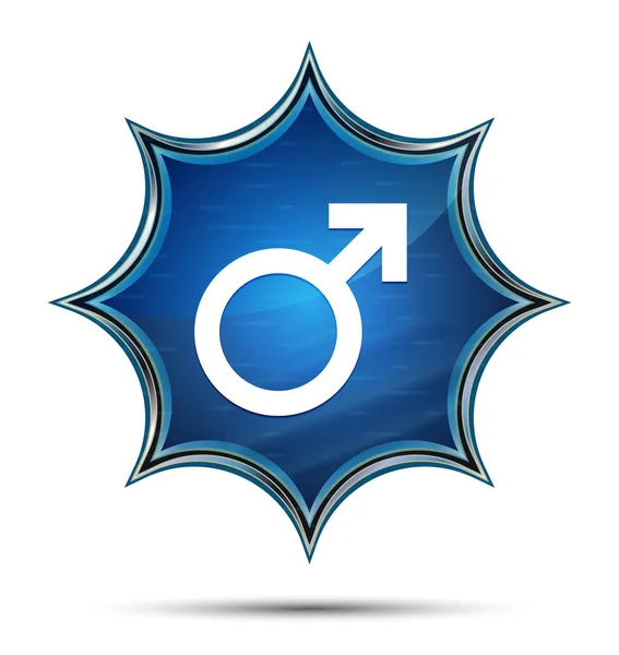 Male symbol icon magical glassy sunburst blue button — Stock Photo, Image