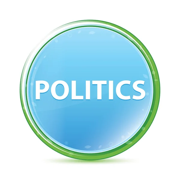 Politiek natuurlijke Aqua cyaan blauwe ronde knop — Stockfoto