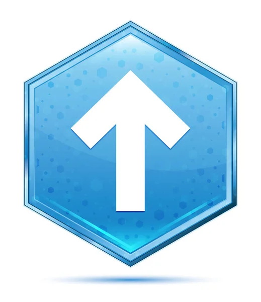 Ikona se šipkou nahoru křišťálové tlačítko s modrým šestihranem — Stock fotografie
