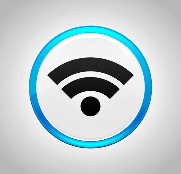 Tombol push biru bulat ikon wifi — Stok Foto