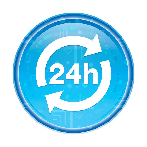 24 horas de atualização ícone floral botão redondo azul — Fotografia de Stock