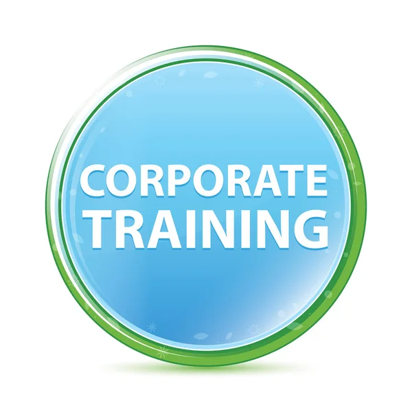 Corporate training natuurlijke Aqua cyaan blauwe ronde knop — Stockfoto