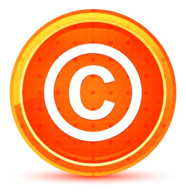 Telif hakkı sembolü simgesi doğal turuncu yuvarlak düğme