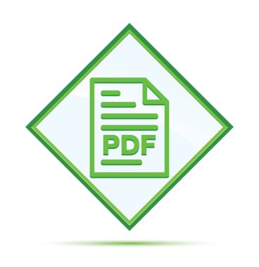 Pdf belge sayfası simgesi modern soyut yeşil elmas düğmesi
