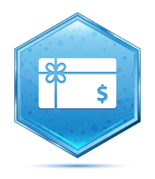 Carte cadeau dollar signe icône cristal bleu hexagone bouton — Photo