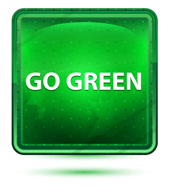 Ga groen neon licht groene vierkante knop — Stockfoto