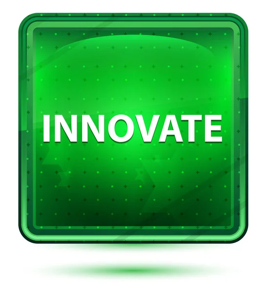 Przycisk Innovate Neon Light Green Square — Zdjęcie stockowe