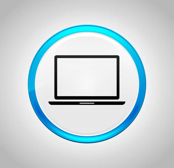 Laptop icon round blue push button