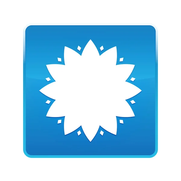 Leafy flower icon shiny blue square button