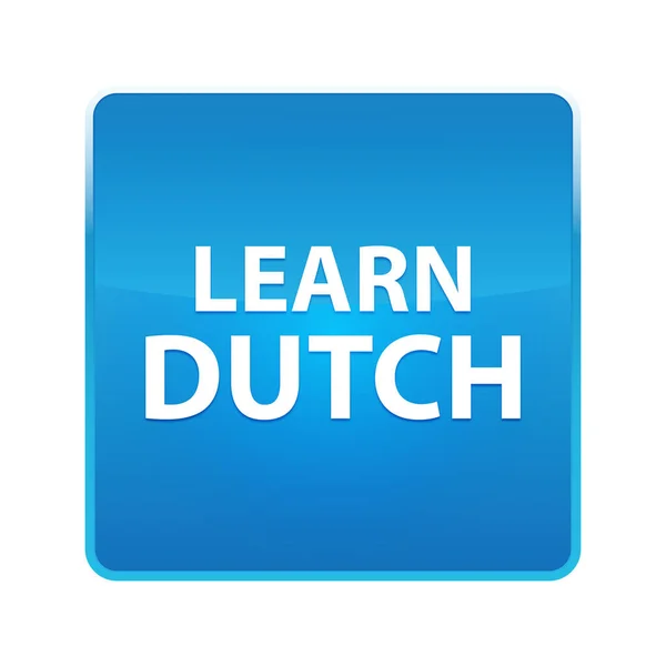 Aprender holandês brilhante azul quadrado botão — Fotografia de Stock