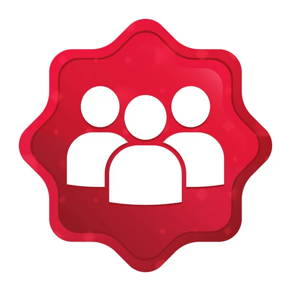 Icono del grupo de usuarios misty rose red starburst sticker button — Foto de Stock