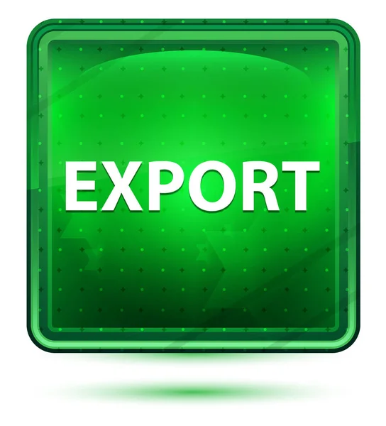 Export Neon Light Green Square Button — Stock Photo, Image