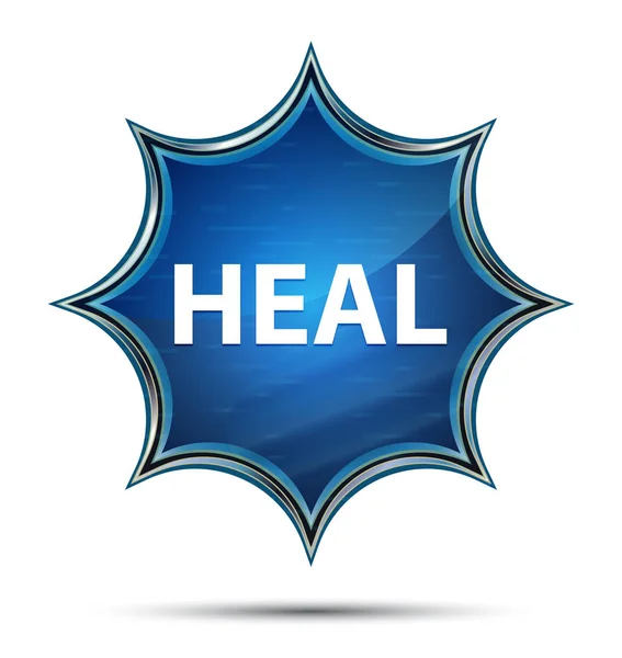Heal magical glassy sunburst blue button — Stock Photo, Image