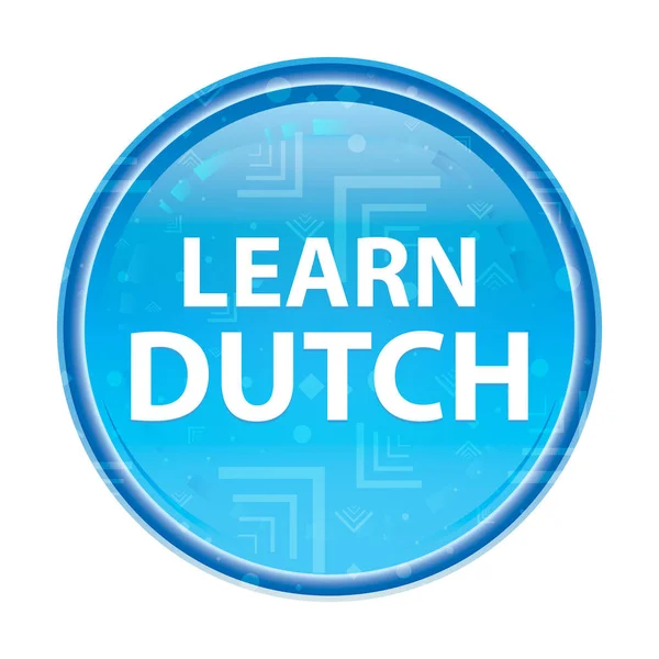 Learn Dutch floral blue round button — Stock Photo, Image