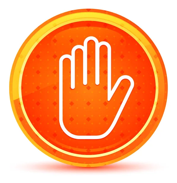 Parar ícone mão botão redondo laranja natural — Fotografia de Stock
