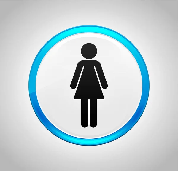 Kobieta ikona okrągły niebieski przycisk — Zdjęcie stockowe