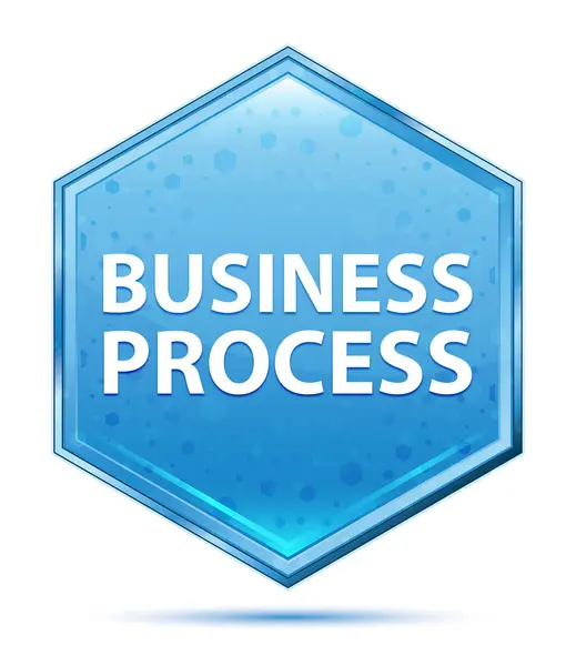 Bouton hexagonal bleu cristal Business Process — Photo