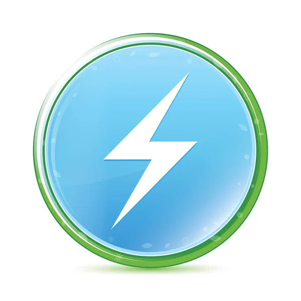 Electric bolt icon natural aqua cyan blue round button — Stock Photo, Image