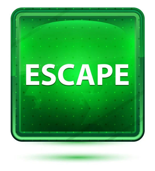 Escape neon licht groene vierkante knop — Stockfoto