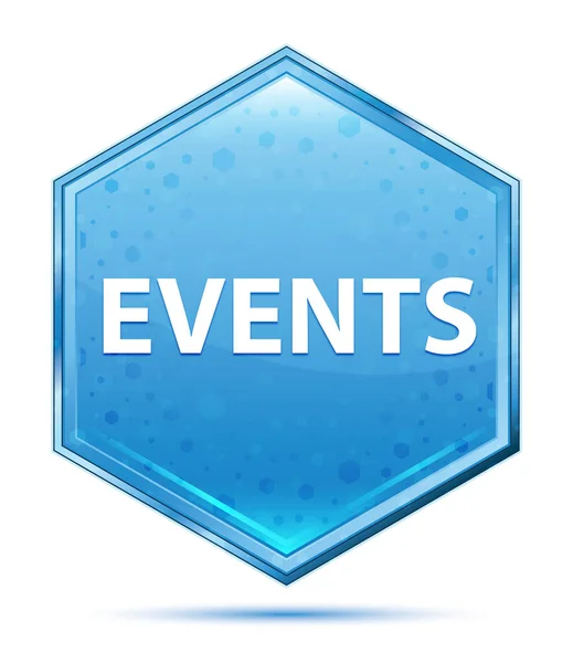 Events crystal blue hexagon button — Stock Photo, Image