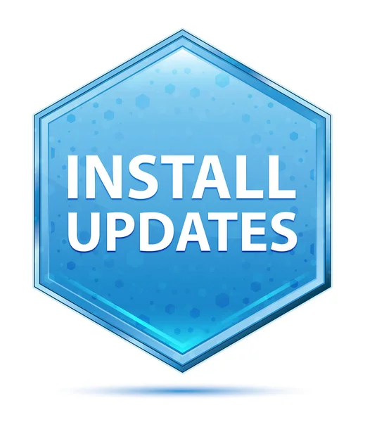 Installera uppdateringar kristallblå insexknapp — Stockfoto