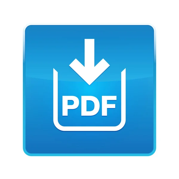 Pdf-Dokument herunterladen Symbol glänzende blaue quadratische Taste — Stockfoto