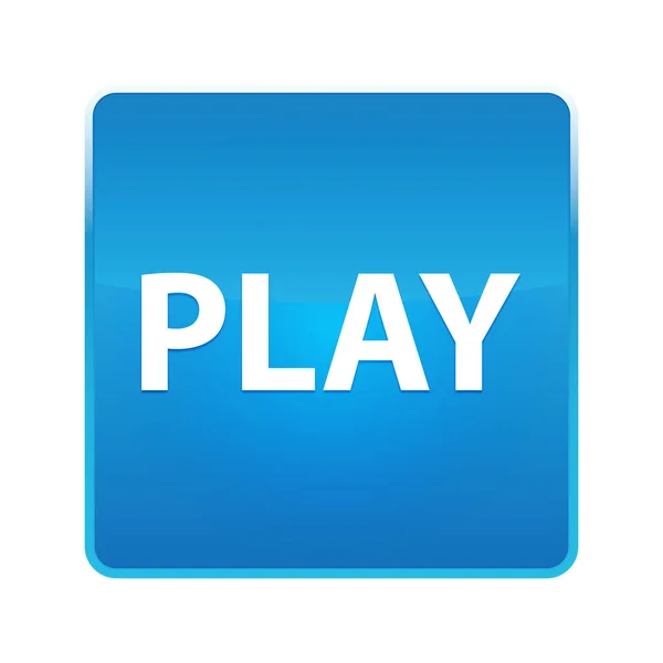 Play shiny blue square button — Stock Photo, Image