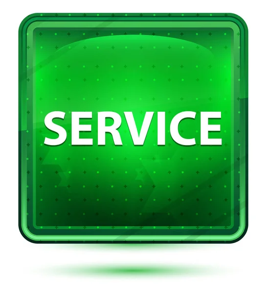 Servicio Neón Luz Verde Botón Cuadrado —  Fotos de Stock
