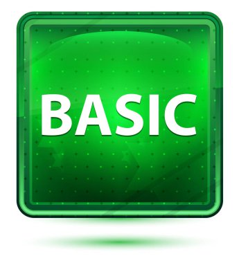 Temel Neon Işık Yeşil Kare Düğme