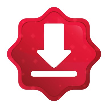 İndir simgesi sisli gül red starburst etiket düğmesi