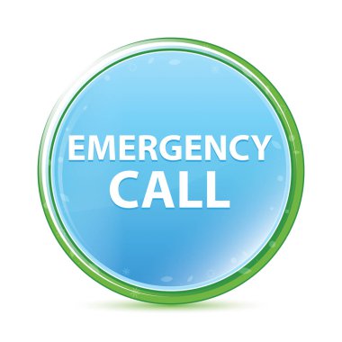 Acil Çağrı doğal su cyan mavi yuvarlak düğme