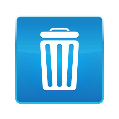 Bin simgesi parlak mavi kare düğmesi