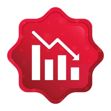 İstatistikler aşağı simge sisli gül red starburst etiket düğmesi