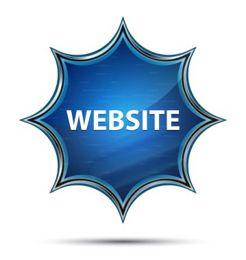 Web sitesi büyülü camsı güneş patlaması mavi düğme