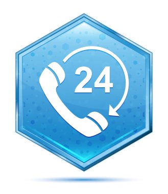 24 saat açık telefon ok simgesi kristal mavi altıgen butto döndürmek