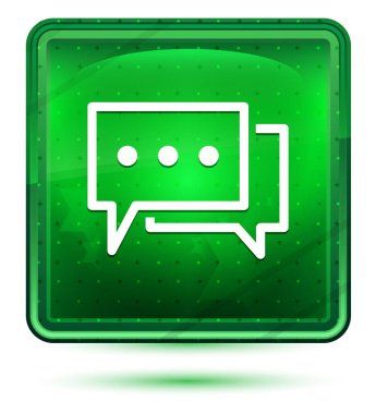 Yorumlar simge neon açık yeşil kare düğmesi
