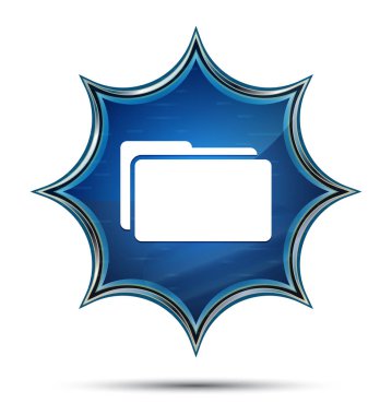 Klasör simgesi büyülü camsı güneş patlaması mavi düğme