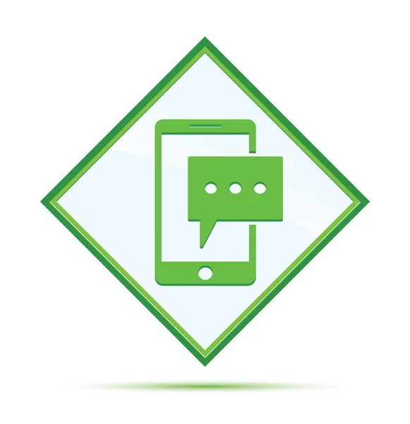 Messaggio di testo icona del telefono moderno astratto pulsante diamante verde — Foto Stock