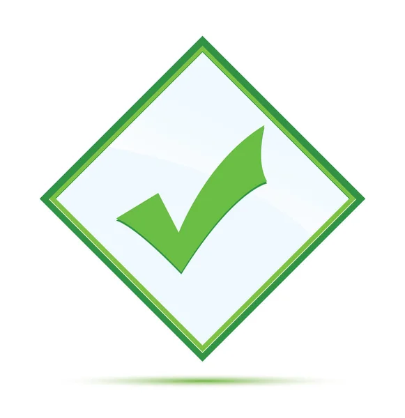 Checkmark ícone moderno abstrato botão diamante verde — Fotografia de Stock