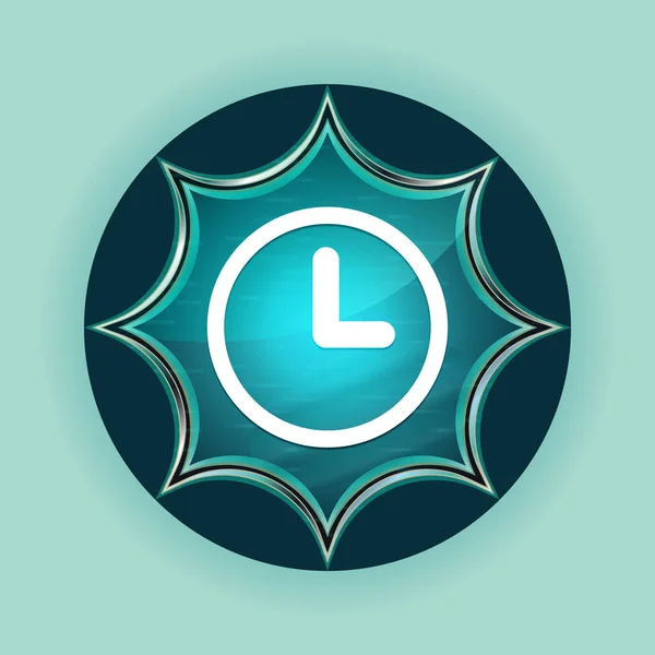 Clock icon magical glass burst blue button sky blue backgrou — стоковое фото