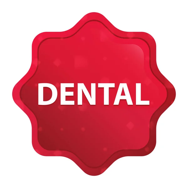 치과 안개 장미 빨간 스타 버스트 스티커 버튼 — 스톡 사진